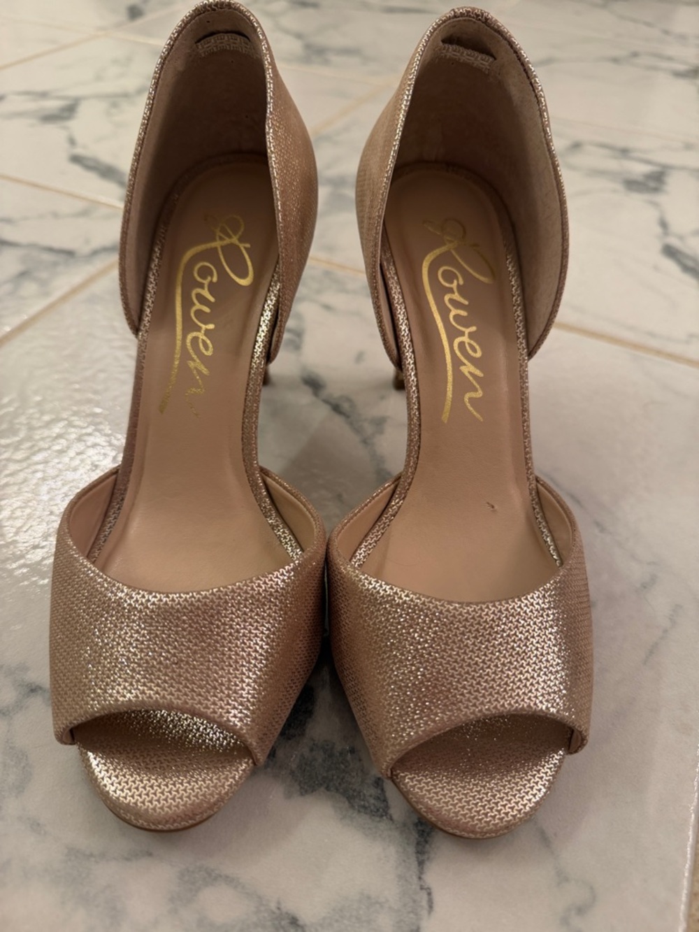 Rowen Rose Gold D'Orsay Open-Toe Heels